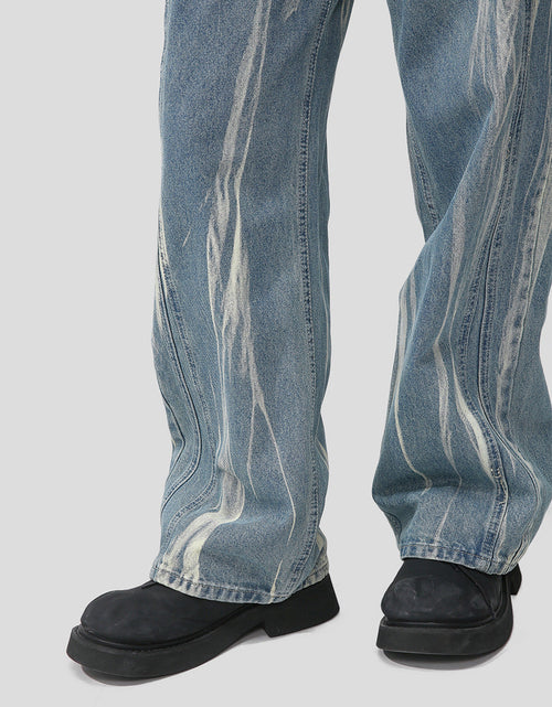 Load image into Gallery viewer, Paint Wide Leg Men's Jeans with Pockets

