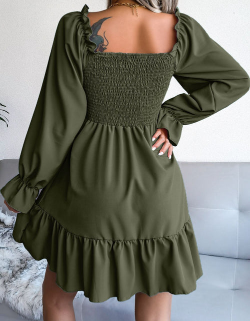 Load image into Gallery viewer, Smocked Flounce Sleeve Square Neck Dress
