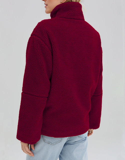 Load image into Gallery viewer, Turtleneck Zip Up Long Sleeve Plush Jacket
