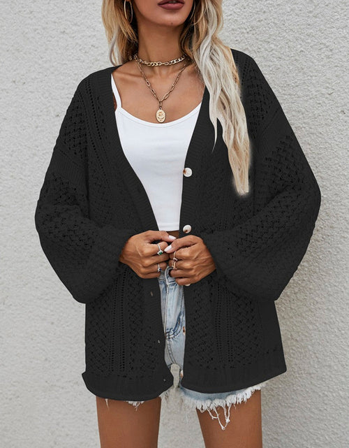 Load image into Gallery viewer, Openwork Button Front Cardigan
