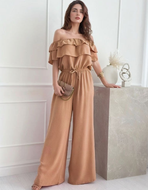 Load image into Gallery viewer, Ruffled Off-Shoulder Wide Leg Jumpsuit
