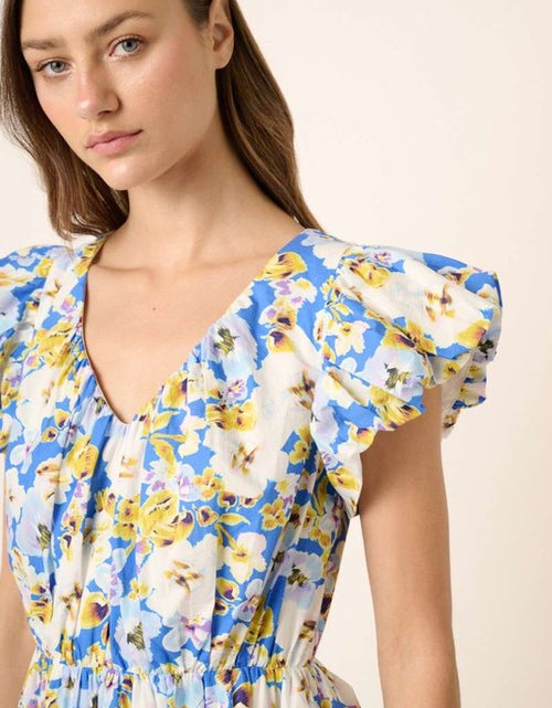 Load image into Gallery viewer, Mittoshop Floral V-Neck Cap Sleeve Mini Dress
