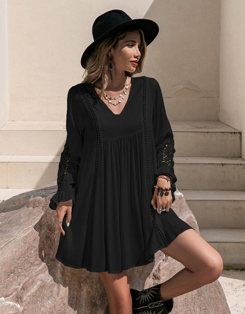 Load image into Gallery viewer, Lace Detail V-Neck Mini Dress
