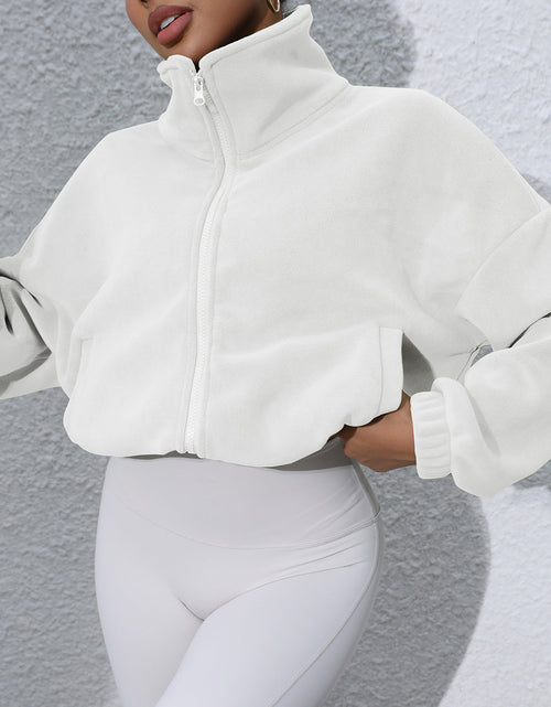Load image into Gallery viewer, Drawstring Turtleneck Zip Up Long Sleeve Jacket
