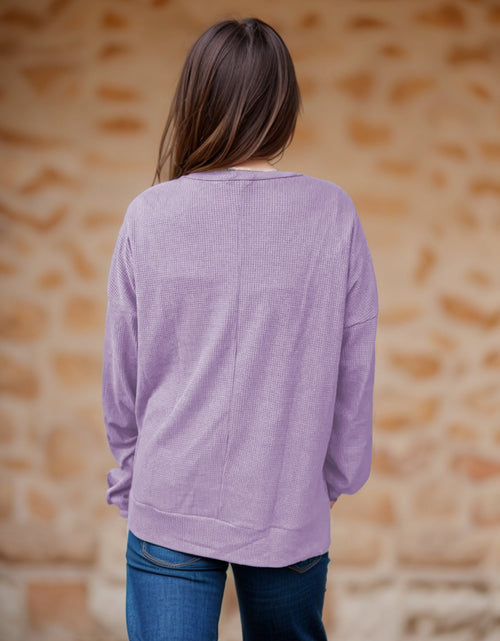 Load image into Gallery viewer, Side Slit Round Neck Long Sleeve T-Shirt
