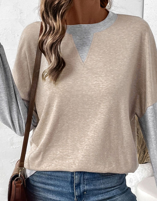 Load image into Gallery viewer, Perfee Contrast Round Neck Long Sleeve T-Shirt
