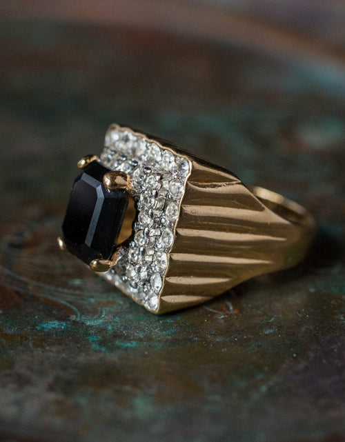 Load image into Gallery viewer, Vintage Austrian Crystal Cocktail Ring 18k Yellow or White Gold Electroplated Women's Birthstne RingMade in USA by PVD Vintage Jewelry
