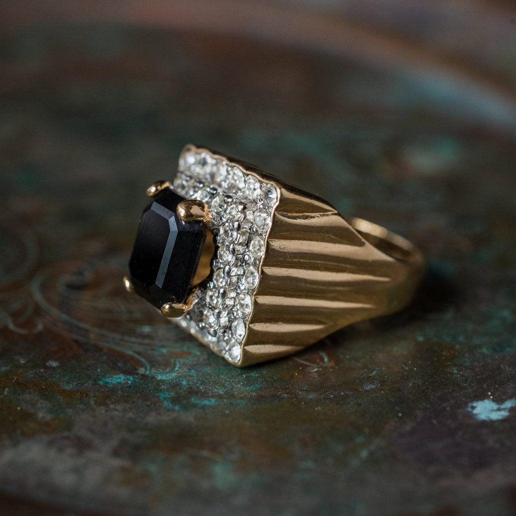 Vintage Austrian Crystal Cocktail Ring 18k Yellow or White Gold Electroplated Women's Birthstne RingMade in USA by PVD Vintage Jewelry