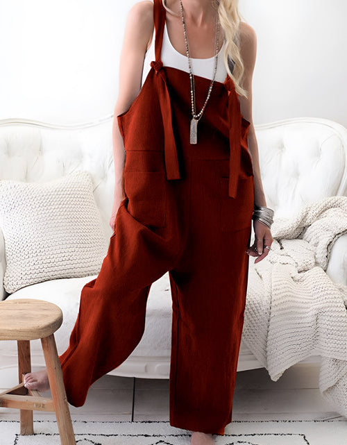 Load image into Gallery viewer, Pocketed Wide Strap Overalls
