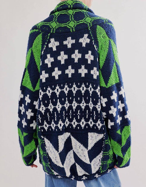 Load image into Gallery viewer, Collared Neck Long Sleeve Cardigan
