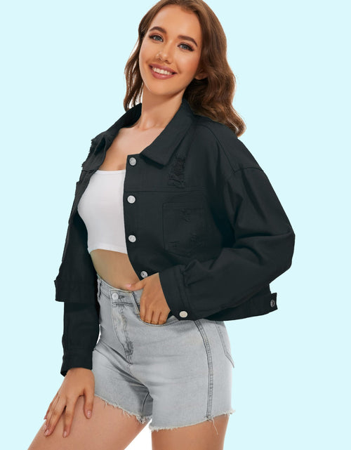 Load image into Gallery viewer, Distressed Distressed Button Up Denim Jacket
