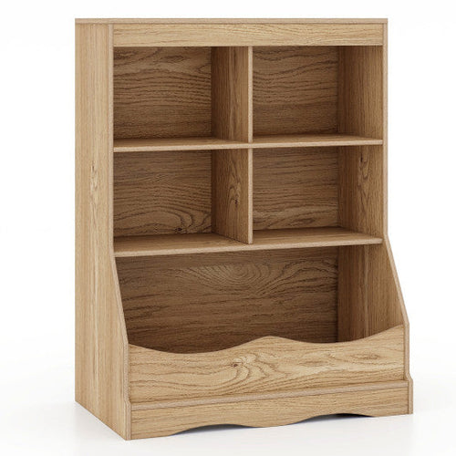 Load image into Gallery viewer, 34.5" Kids Bookshelf  with 5 Bins for Playroom and Living Room-Natural
