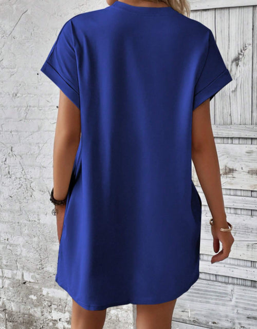 Load image into Gallery viewer, Round Neck Short Sleeve Mini Tee Dress with Pockets

