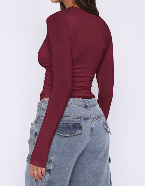 Load image into Gallery viewer, Ruched Asymmetrical Neck Long Sleeve T-Shirt
