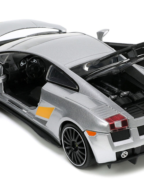 Load image into Gallery viewer, Lamborghini Gallardo Superleggera Silver Metallic with Yellow Stripes "Hyper-Spec" Series 1/24 Diecast Model Car by Jada
