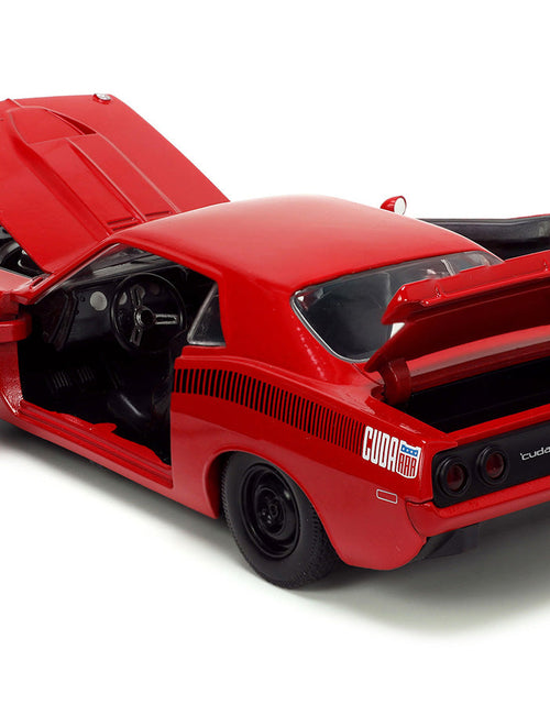Load image into Gallery viewer, 1973 Plymouth Barracuda Red with Black Stripes "Bigtime Muscle" Series 1/24 Diecast Model Car by Jada
