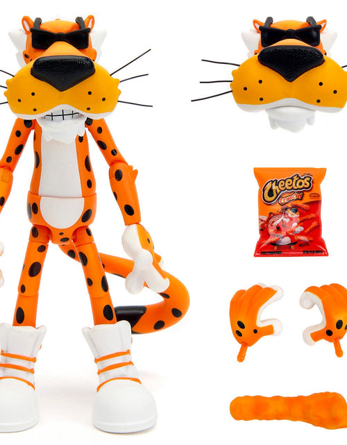 Load image into Gallery viewer, Chester Cheetah 5.5" Figure with Accessories and Alternate Head and Hands "Cheetos Crunchy" model by Jada
