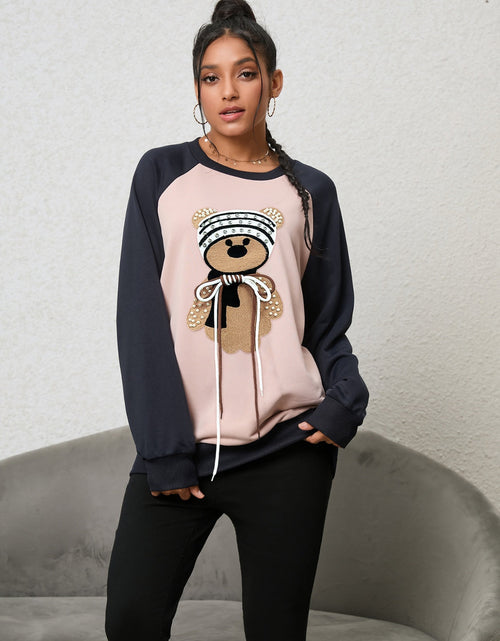 Load image into Gallery viewer, Bear Graphic Raglan Sleeve Sweatshirt
