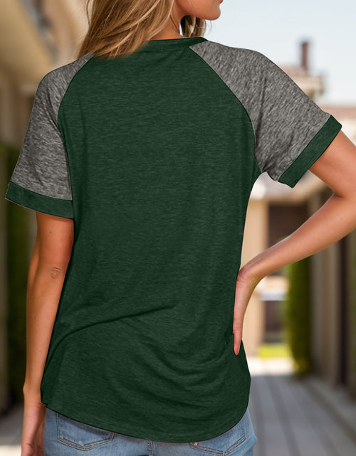 Load image into Gallery viewer, Full Size Contrast Round Neck Short Sleeve T-Shirt
