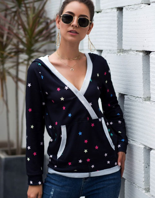Load image into Gallery viewer, Star Print Kangaroo Pocket Hoodie
