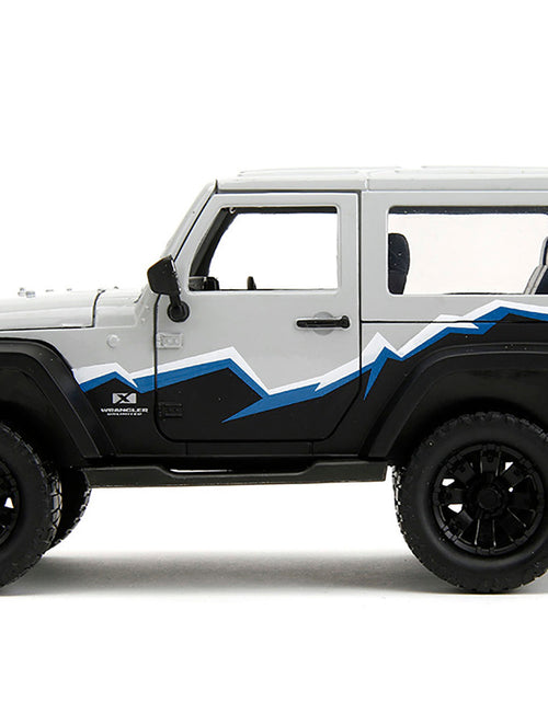 Load image into Gallery viewer, 2007 Jeep Wrangler Gray and Black with Blue and White Stripes with Extra Wheels "Just Trucks" Series 1/24 Diecast Model Car by Jada
