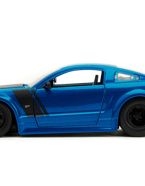 Load image into Gallery viewer, 2006 Ford Mustang GT Blue Metallic with Matt Black Hood and Stripes "Bigtime Muscle" Series 1/24 Diecast Model Car by Jada
