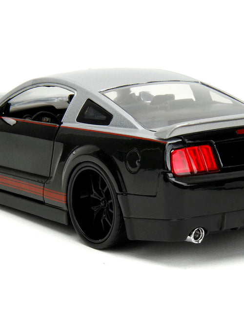 Load image into Gallery viewer, 2008 Ford Shelby Mustang GT-500KR Silver and Black with Red Stripes "Bigtime Muscle" Series 1/24 Diecast Model Car by Jada
