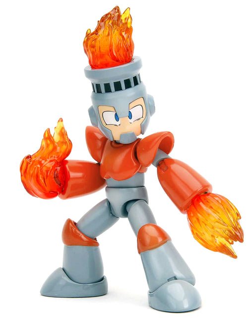 Load image into Gallery viewer, Fire Man 5.5" Moveable Figure with Accessories and Alternate Head and Hands "Mega Man" (1987) Video Game model by Jada
