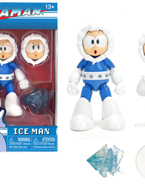Load image into Gallery viewer, Ice Man 4" Moveable Figure with Accessories and Alternate Head and Hands "Mega Man" (1987) Video Game model by Jada
