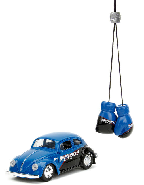 Load image into Gallery viewer, 1959 Volkswagen Beetle "Spirit3 Racing" Blue and Black and Boxing Gloves Accessory "Punch Buggy" Series 1/32 Diecast Model Car by Jada
