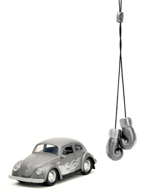 Load image into Gallery viewer, 1959 Volkswagen Beetle Gray Metallic with Silver Flames and Boxing Gloves Accessory "Punch Buggy" Series 1/32 Diecast Model Car by Jada
