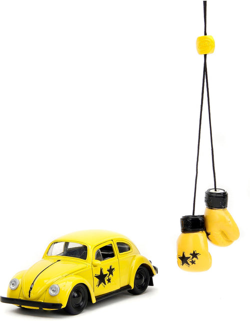 Load image into Gallery viewer, 1959 Volkswagen Beetle Yellow with Black Graphics and Boxing Gloves Accessory "Punch Buggy" Series 1/32 Diecast Model Car by Jada
