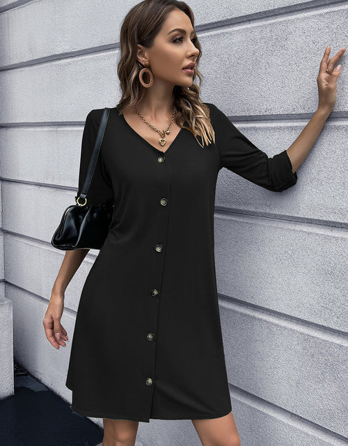 Load image into Gallery viewer, Ivy Lane Button Down V-Neck Mini Dress

