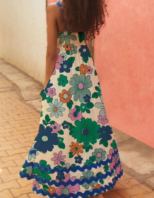 Load image into Gallery viewer, Printed Square Neck Wide Strap Dress
