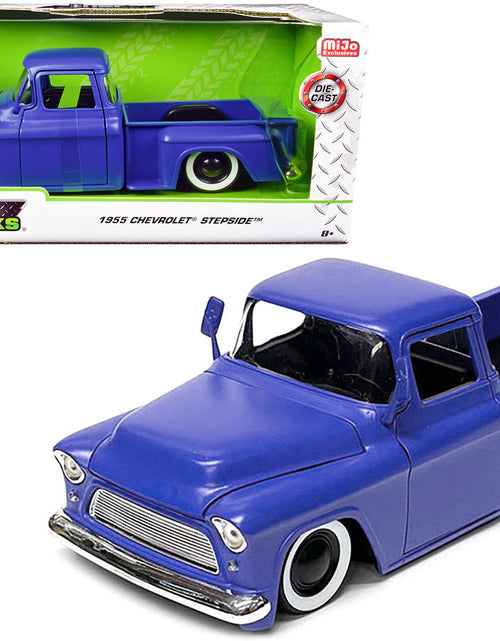 Load image into Gallery viewer, 1955 Chevrolet Stepside Pickup Truck Matt Blue "Just Trucks" Series 1/24 Diecast Model Car by Jada
