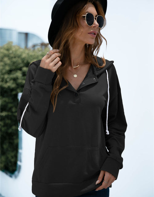 Load image into Gallery viewer, Quarter Snap Drawstring Hoodie with Kangaroo Pocket

