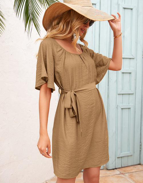 Load image into Gallery viewer, Ivy Lane Tie Waist Flutter Sleeve Mini Dress

