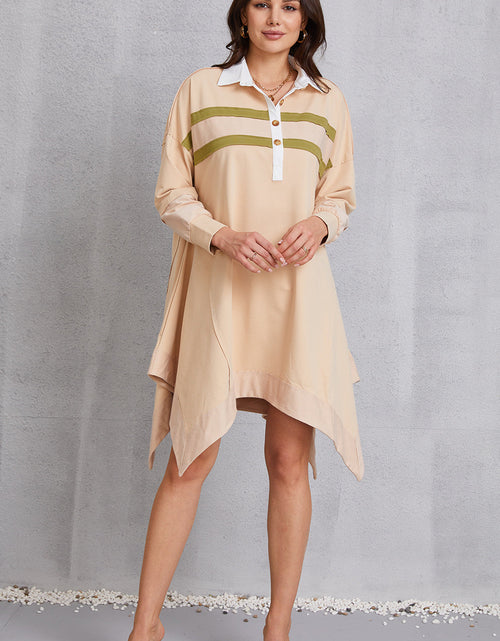 Load image into Gallery viewer, Half Button Handkerchief Hem Dress
