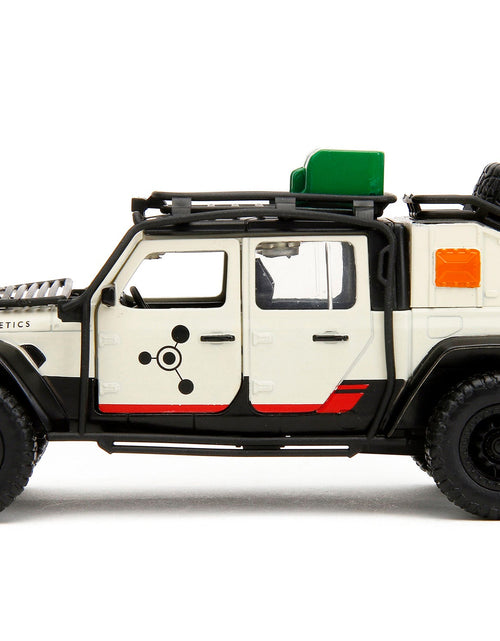 Load image into Gallery viewer, Jeep Gladiator Pickup Truck with Equipment Shell Beige with Graphics "Biosyn Genetics" "Jurassic World Dominion" (2022) Movie "Hollywood Rides" Series 1/32 Diecast Model Car by Jada
