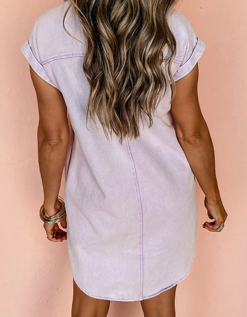 Load image into Gallery viewer, Button Down Short Sleeve Denim Dress
