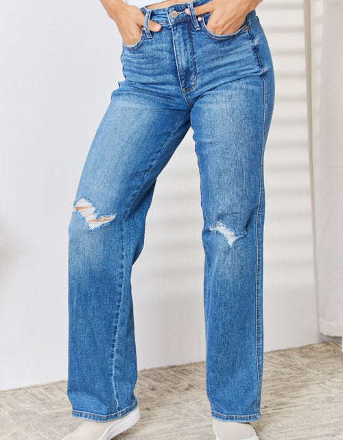 Load image into Gallery viewer, Judy Blue Full Size High Waist Distressed Straight-Leg Jeans
