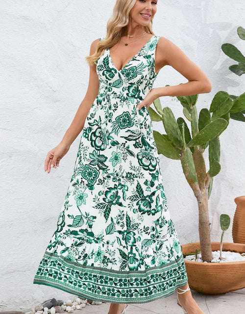 Load image into Gallery viewer, Printed V-Neck Wide Strap Dress
