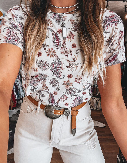 Load image into Gallery viewer, Paisley Mock Neck T Shirt
