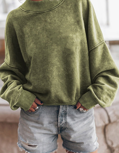 Load image into Gallery viewer, Mock Neck Dropped Shoulder Sweatshirt
