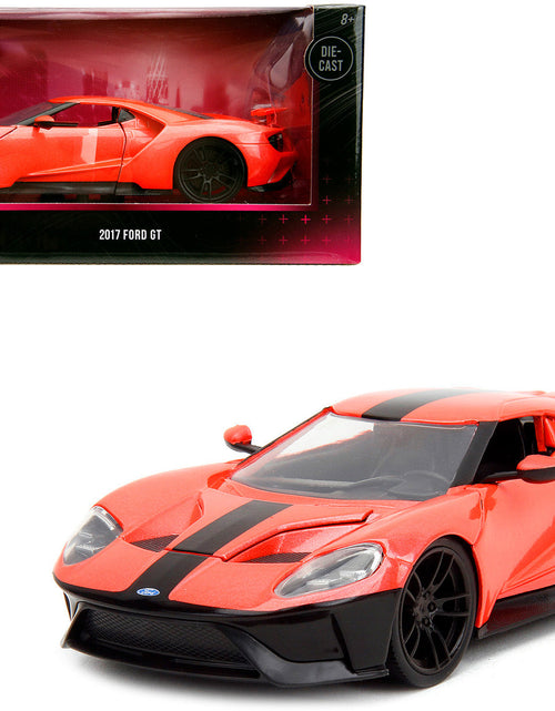 Load image into Gallery viewer, 2017 Ford GT Light Red Metallic with Black Stripe "Pink Slips" Series 1/24 Diecast Model Car by Jada
