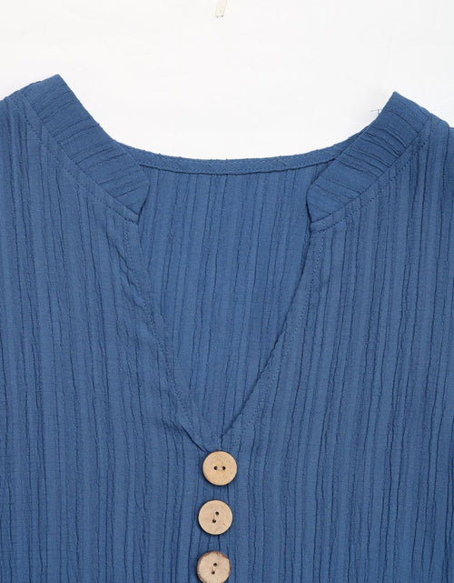 Load image into Gallery viewer, Perfee Decorative Button Notched Sleeveless Tiered Dress
