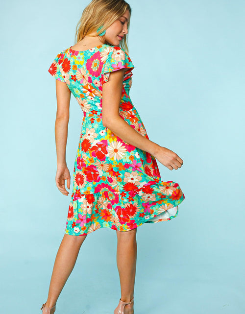 Load image into Gallery viewer, Haptics Floral Square Neck Short Sleeve Dress
