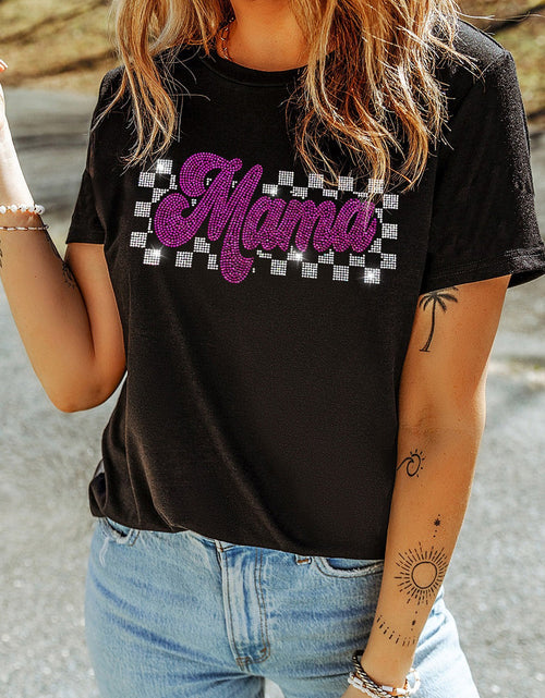 Load image into Gallery viewer, MAMA Rhinestone Letter Round Neck T-Shirt
