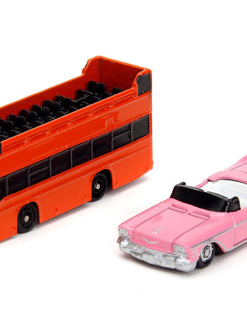 Load image into Gallery viewer, "Hollywood 100" Walk of Fame Diorama with Pink Convertible and Double-Decker Bus "Nano Scene" Series model by Jada
