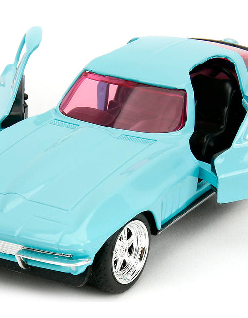 Load image into Gallery viewer, 1966 Chevrolet Corvette Light Blue with Pink Tinted Windows "Pink Slips" Series 1/32 Diecast Model Car by Jada

